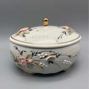 Fenix‎ Kislovodsk Russian Porcelain Floral Candy/Trinket Dish with Gold trim